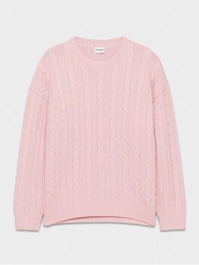Aritzia Sunday Best Pink Cable Knit Sweater SZ SM